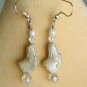 Dog Czech pressed glass bead light brown drop earrings