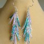 Luster Glass Hex Bugle Bead Teal Purple Dangle Earrings