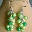 Lime and light green faceted bead cha cha earrings