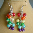 Rainbow chakra faceted bead cha cha earrings