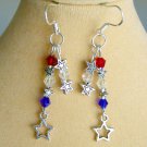 Patriotic red white blue crystal bead star charm earrings Patriotic red white blue crystal bead star charm earrings