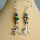 Dragonfly AB aurora borealis crystal bead charm earrings Dragonfly AB aurora borealis crystal bead charm earrings