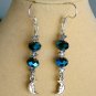 Moon and star charm blue AB peacock crystal bead earrings