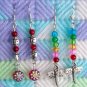 Red ladybug AB flower bead and rainbow dragonfly earrings 2 pair lot