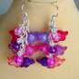 Bell flower cluster purple pink fuchsia bead cha cha earrings
