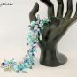 Dolphin seashell crystal bead aqua blue charm bracelet
