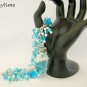 Ice Cream Sundae charm aqua blue Crystal AB heart bead bracelet