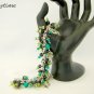 Four leaf clover lucky teal green black cha cha charm bracelet