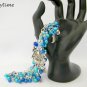 Fairy star moon aqua blue crystal faux pearl charm bracelet