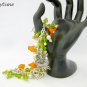 Fairy four leaf clover green orange trumpet flower charm bracelet
