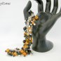 Cat orange lampwork glass bead fish crackle charm bracelet