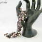 Cat purple amethyst color lampwork glass bead fish crystal charm bracelet