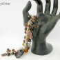 Tabby cat angel paw print brown black bead charm bracelet