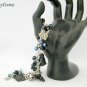 Black Czech cat bead angel paw aqua AB crystal charm bracelet