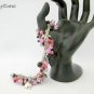 Czech black cat bead angel flower pink cha cha charm bracelet