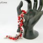 Halloween Czech black cat bead red -dark orange moon charm bracelet