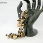 Tan cat tabby brown champagne pressed glass bead charm bracelet