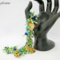 Cat paw print green blue gold cha cha charm bracelet