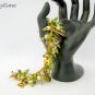 Cat paw print peridot light green gold charm bracelet
