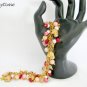 Dog pink red butterfly bead gold charm bracelet