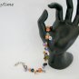 Czech cat bead moon charm orange black purple Bracelet Earrings Set