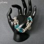 Snowflake charm aqua blue luster hex seed bead Bracelet Earrings Set