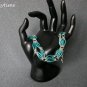 Dolphin charm aqua blue luster hex glass bead Bracelet Earrings Set