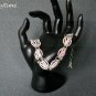 Ribbon awareness charm pink hex glass bead Bracelet Earrings Set