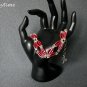 Dragonfly charm red trans luster hex glass bead Bracelet Earrings Set