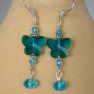 Butterfly aqua blue faceted crystal glass bead earrings Butterfly aqua blue faceted crystal glass bead earrings