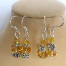 Yellow crystal bead butterfly flower earrings 2 pair Yellow crystal bead butterfly flower earrings 2 pair
