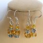 Yellow crystal bead butterfly flower earrings 2 pair