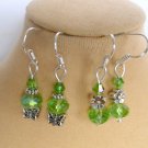 Light lime green crystal butterfly flower earrings 2 pair Light lime green crystal butterfly flower earrings 2 pair