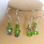 Light lime green crystal butterfly flower earrings 2 pair