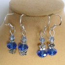 Baby blue crystal butterfly flower earrings 2 pair Baby blue crystal butterfly flower earrings 2 pair