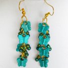 Aqua blue butterfly iridescent AB bead cluster earrings Aqua blue butterfly iridescent AB bead cluster earrings