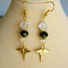 Caduceus nurse medical charm crystal earrings YOUR CHOICE COLOR & pin Caduceus nurse medical charm crystal earrings YOUR CHOICE COLOR & pin