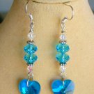 Crystal heart aqua blue AB iridescent glass bead earrings Crystal heart aqua blue AB iridescent glass bead earrings