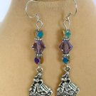 Princess purple AB  iridescent crystal bead charm earrings