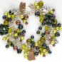 Cat tabby angel black paw print olive green charm bracelet