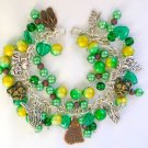 Czech cat bead and angel green yellow charm cha cha bracelet Czech cat bead and angel green yellow charm cha cha bracelet