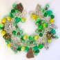 Czech cat bead and angel green yellow charm cha cha bracelet