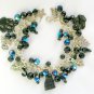 Black Czech cat bead angel paw aqua AB crystal charm bracelet
