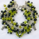 Cat peridot green lampwork glass bead fish charm bracelet Cat peridot green lampwork glass bead fish charm bracelet
