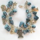 Hematite cat neat faux rock looks real grey charm bracelet