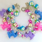 Dog and apple purple pink blue pony bead chunky bracelet Dog and apple purple pink blue pony bead chunky bracelet
