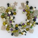 Czech glass dog bead olive green charm cha cha bracelet