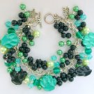 Paw charm painted teal green black animal lover bracelet Paw charm painted teal green black animal lover bracelet