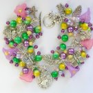 Flower garden cameo pink purple charm cha cha bracelet Flower garden cameo pink purple charm cha cha bracelet