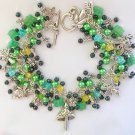 Fairy mushroom dragonfly green and black bead charm bracelet Fairy mushroom dragonfly green and black bead charm bracelet